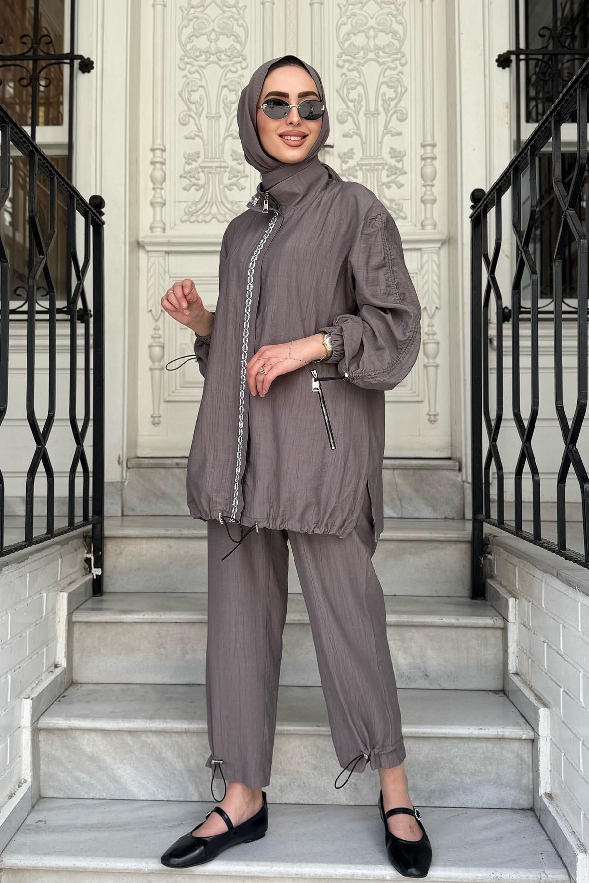 Venöve Laura Pantolonlu Takım 25SSCEK0023 Vizon