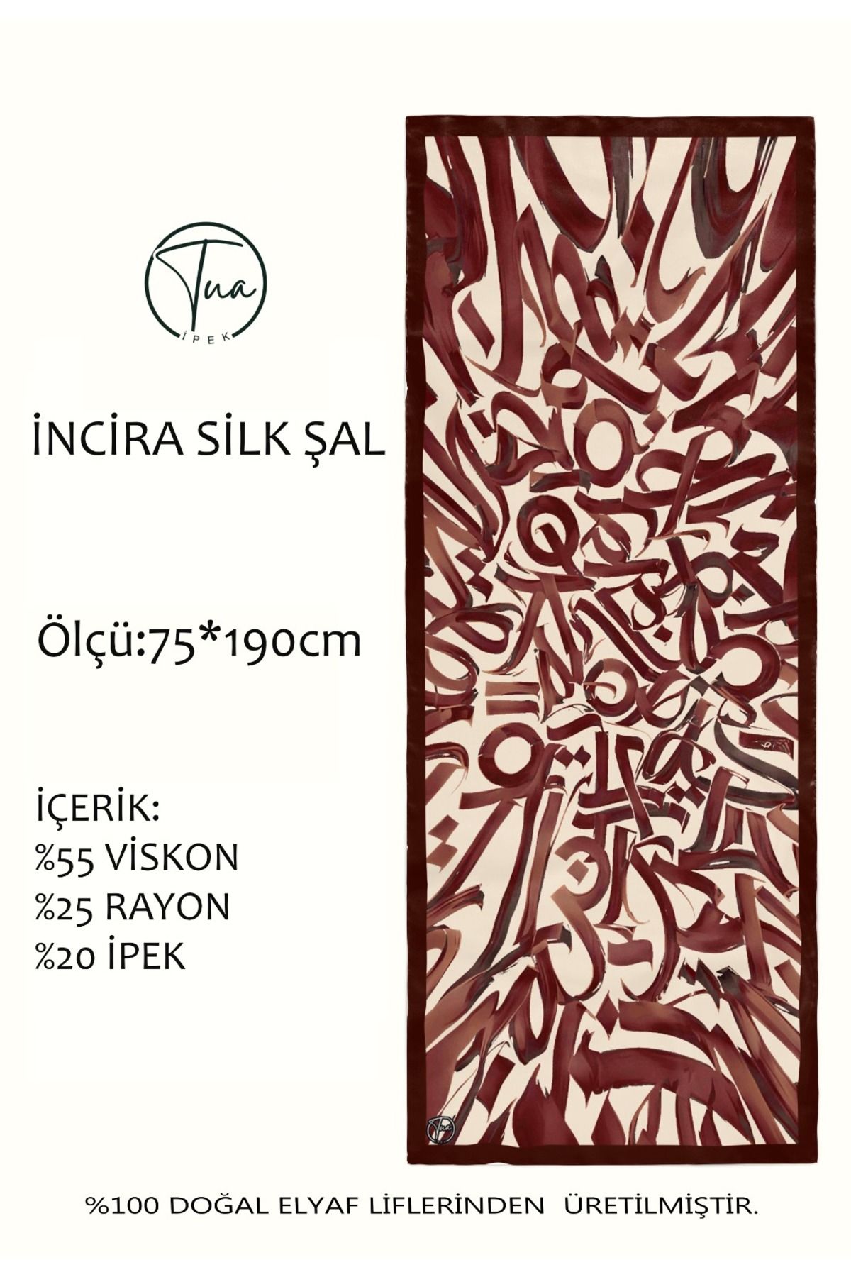 TUA İPEK Organic İNCİRA DUT İPEĞİ/VİSCOSE ŞAL - Hat Desenli