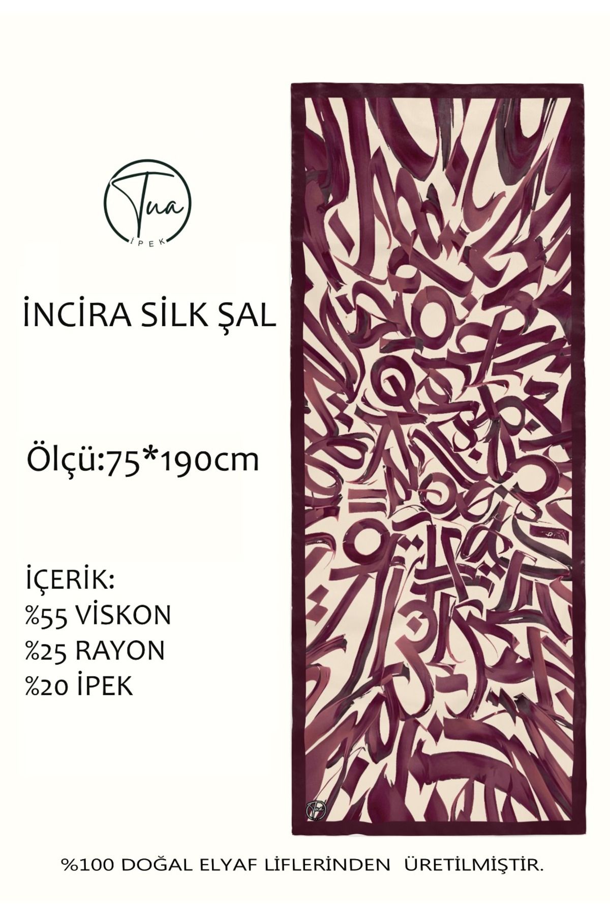 TUA İPEK Organic İNCİRA DUT İPEĞİ/VİSCOSE ŞAL - Hat Desenli