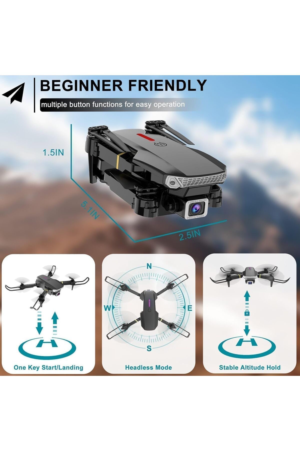 Generic-E99 PRO Drone with 4K HD Dual Camera, Obstacle Avoidance, Foldable, Height Keep, Mini 8