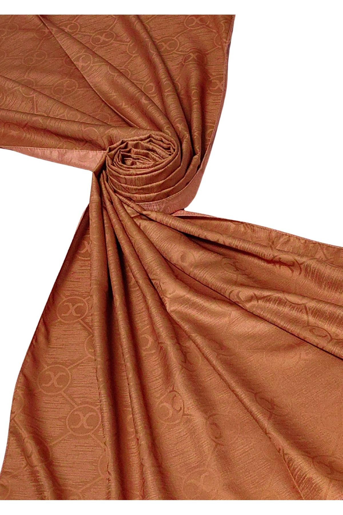 mim eşarp Leila Çift Taraflı Jakarlı Desenli İpeksi Şal – 75x190 cm