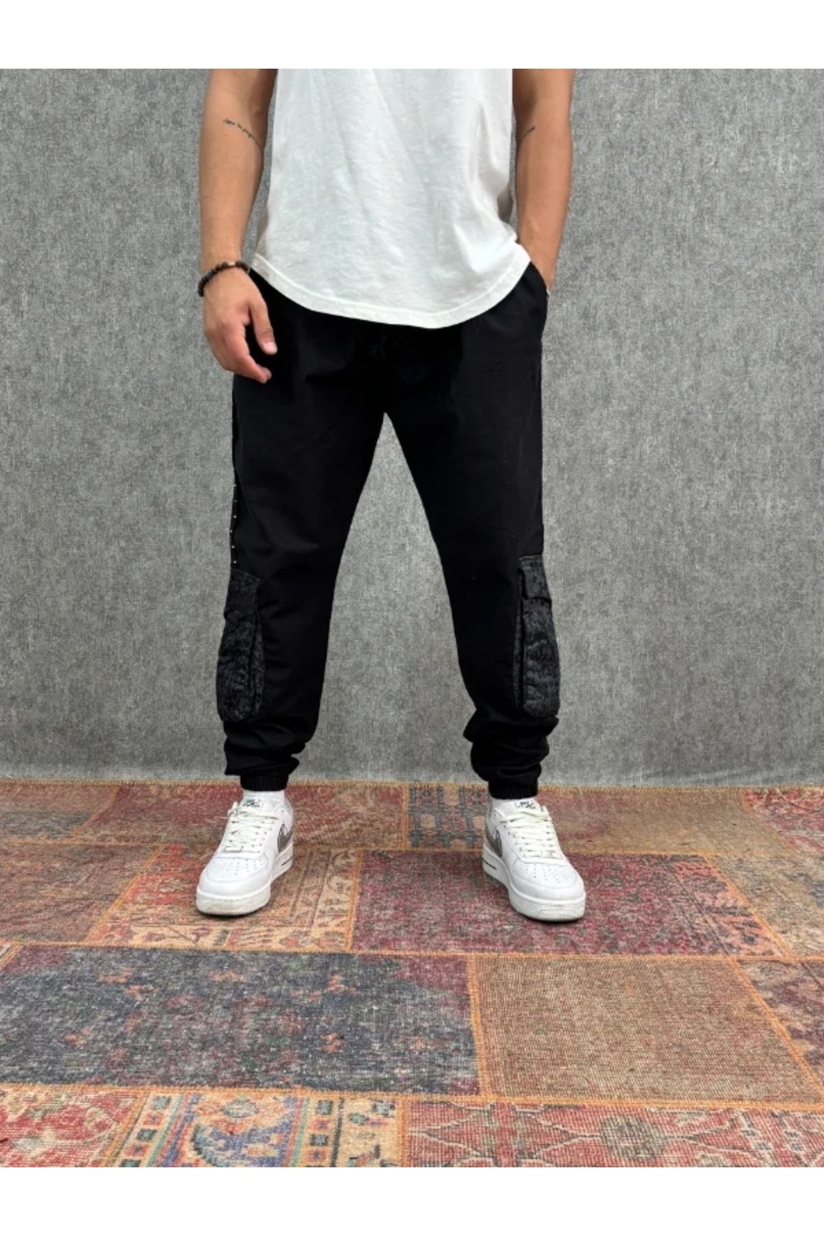 FıttingRoom Beli Lastikli Cep Detaylı Siyah Jogger