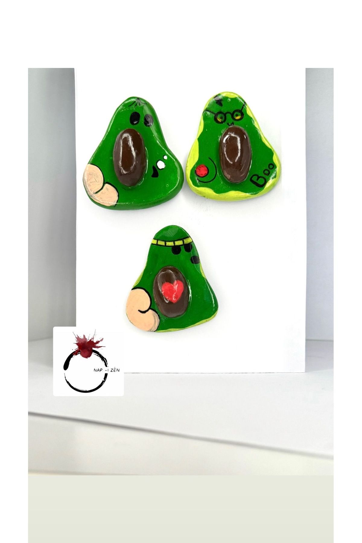 Magnet El Yapımı Seramik Avokado Magnet – 3’lü Set