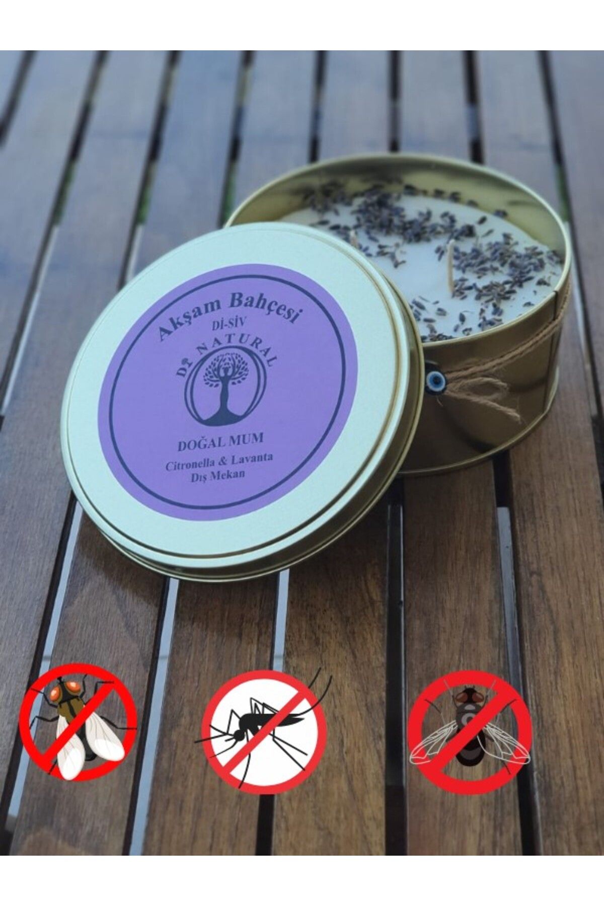 di naturel Akşam Bahçesi Citronella Sivrisinek Kovucu Mum Dış Mekan 400 gr