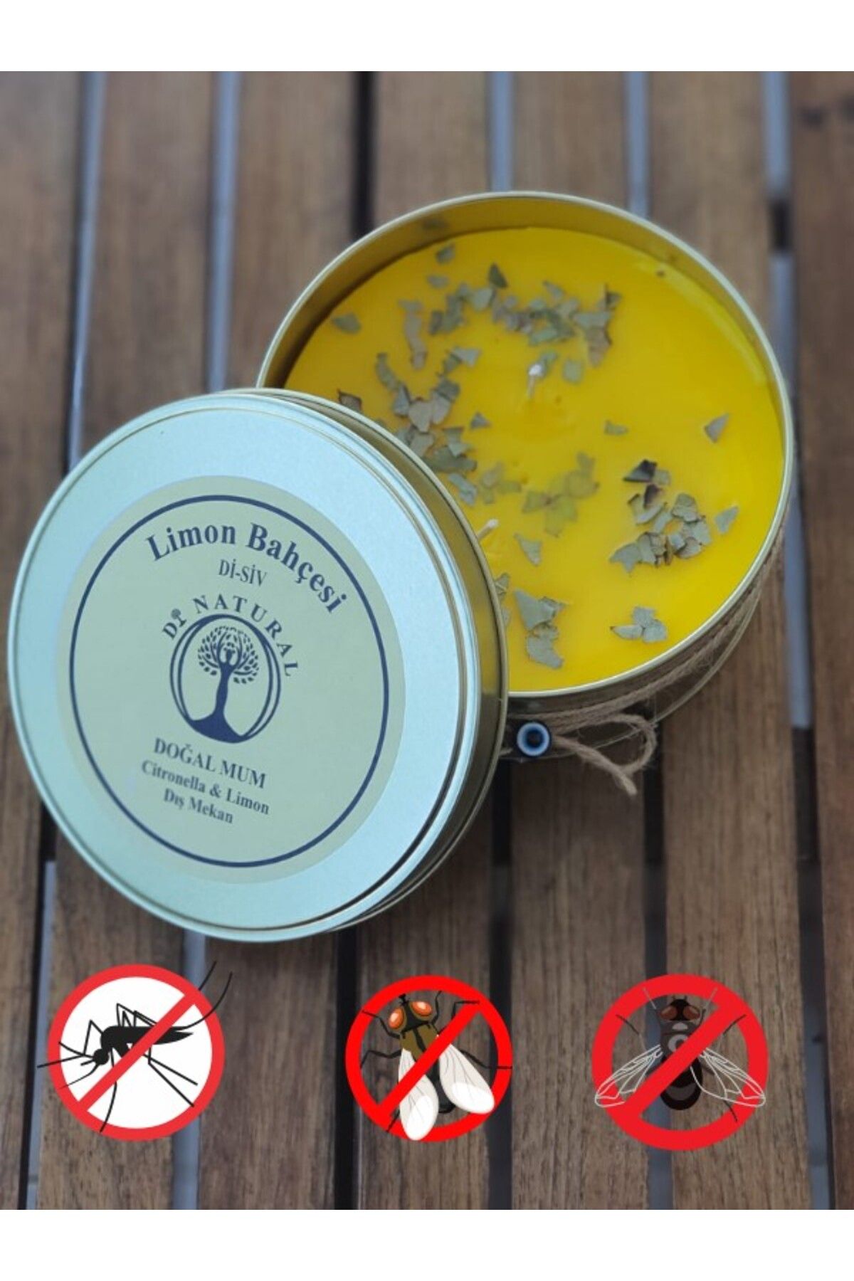 di naturel Limon Bahçesi Citronella Sivrisinek Kovucu Mum Dış Mekan 400 gr