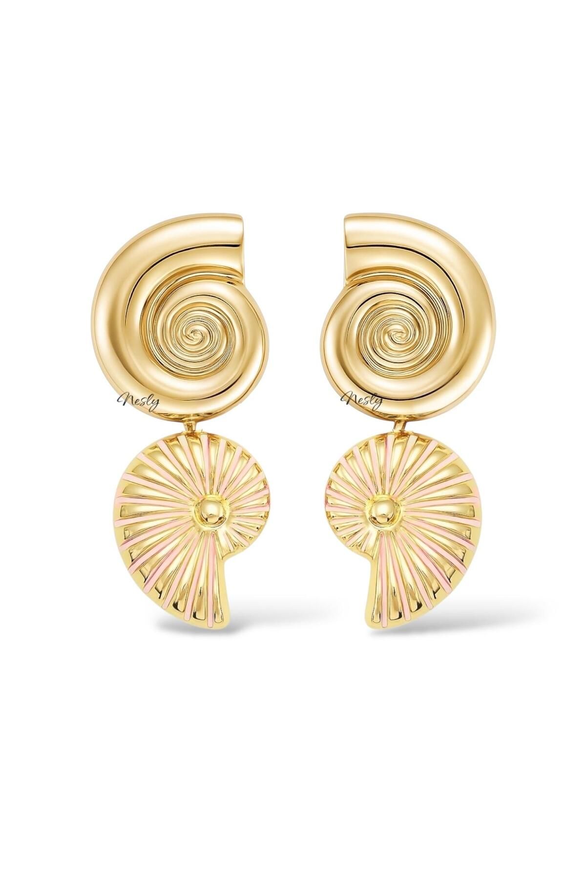 neslyaccessories İkili Spiral Kabuk Küpe