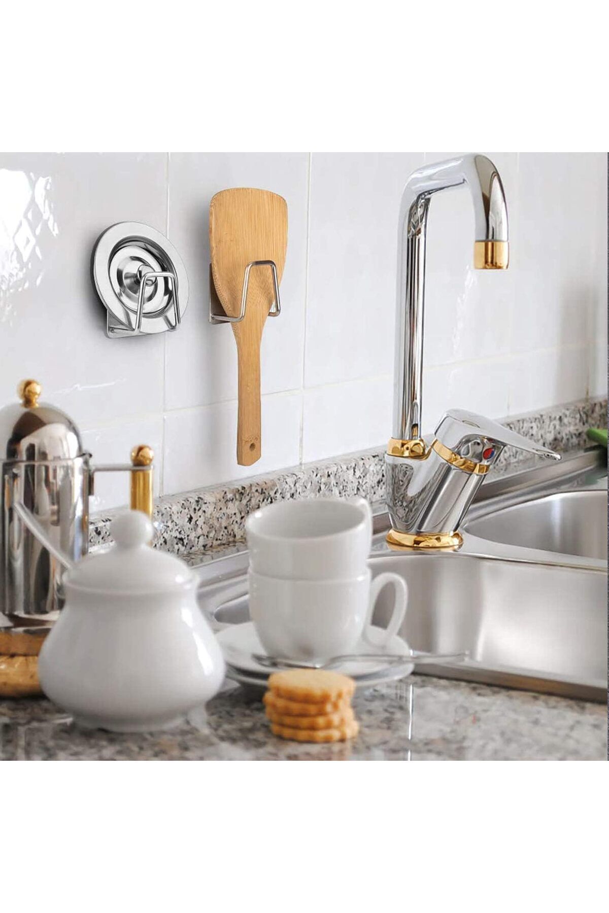 Sea Home Çelik Bulaşık Sünger Tutucu Askı Bulaşık Süngeri Tutacağı Yapışkanlı Paslanmaz 2 Adet M-SNG1