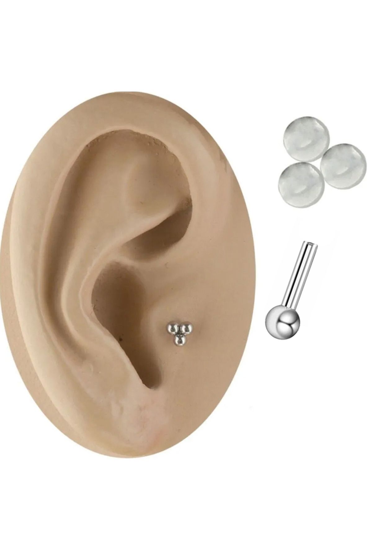 Cadının Dükkanı Üç Top Çelik Tragus Helix Kıkırdak Piercing