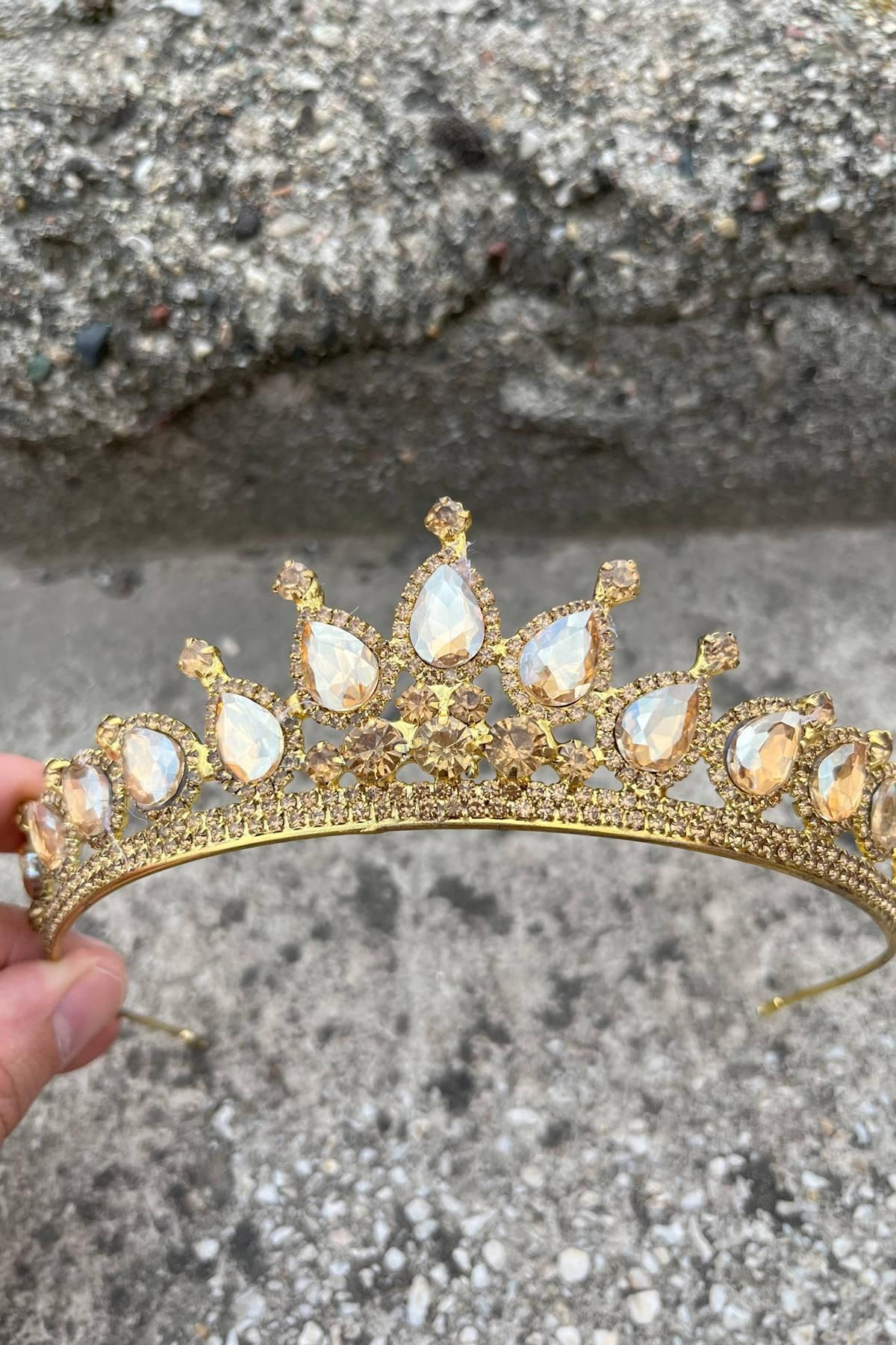 Hobigram Renata Gold Gelin Kına Tacı Özel Gün Aksesuar Kadın Taç Saç Aksesuarı