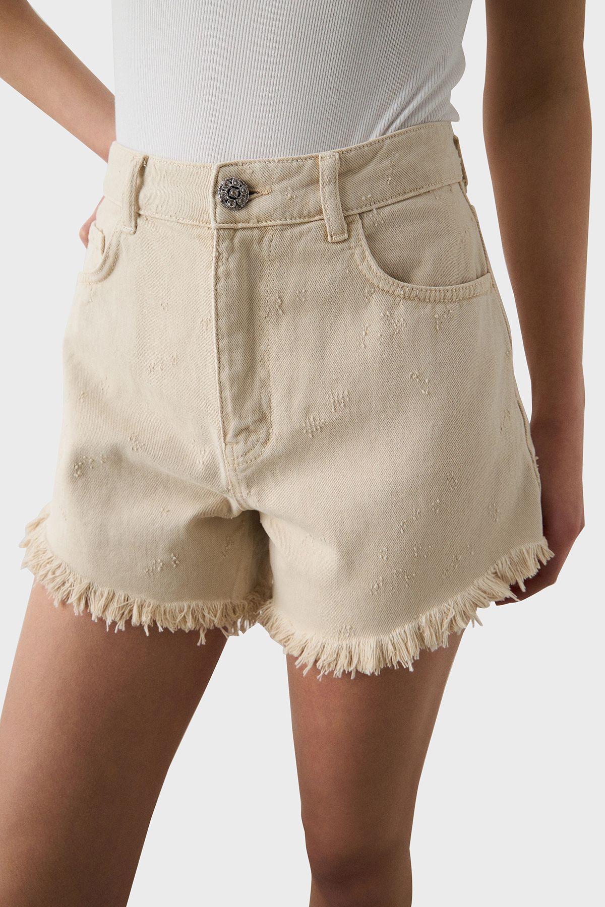 BSB % 100 Pamuk Regular Fit Yüksek Bel Kot Short SHORT 053