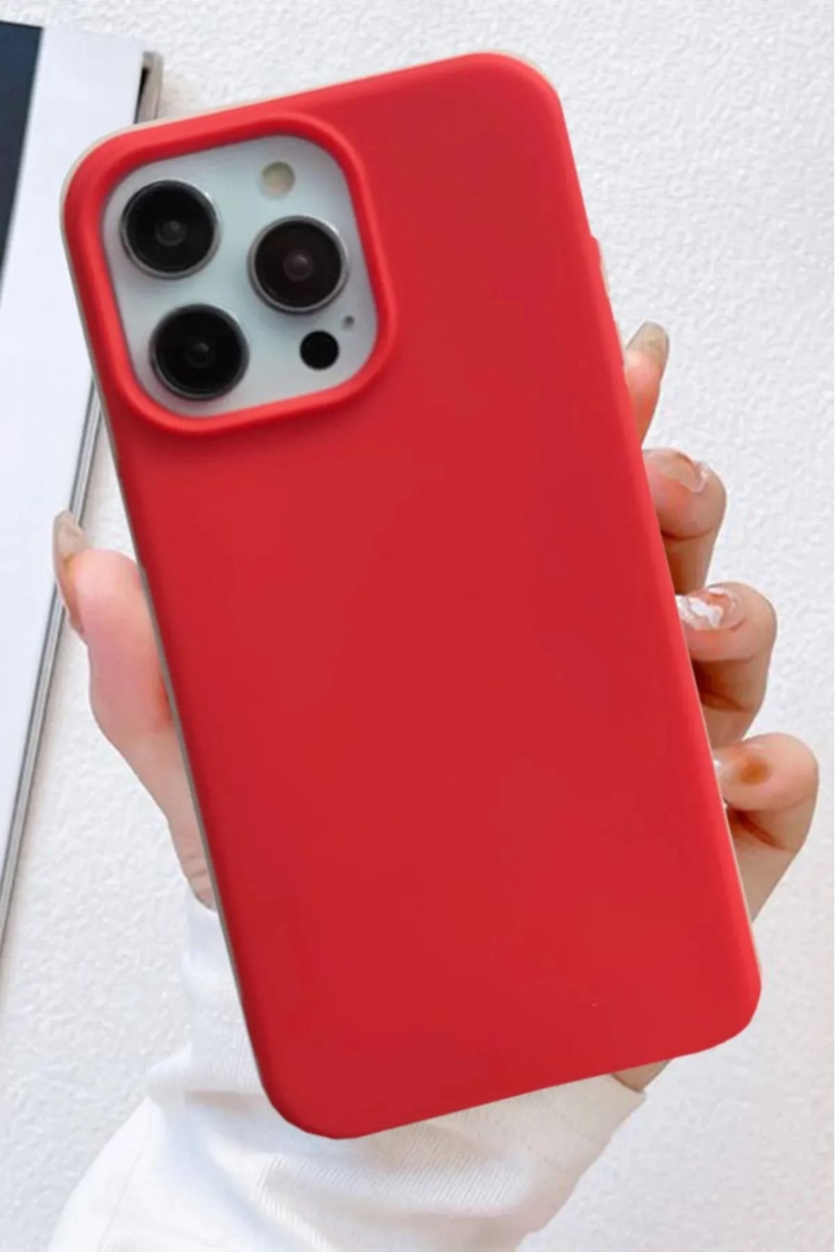 LUXKLAS İphone 14 pro max lansman KIRMIZI renk içi kadife dışı silikon kılıf [ÜRÜN LOGODUR]