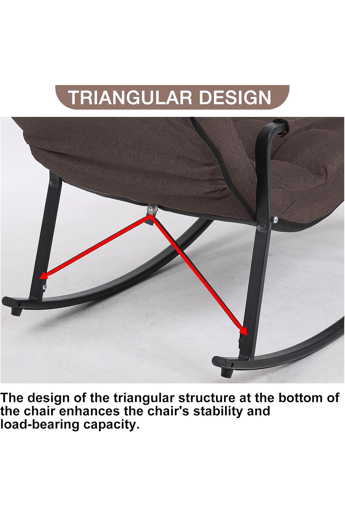 كرسي هزاز من القماش المريح مع حشوة مريحة لتوفير أقصى قدر من الراحة - بني فاتح