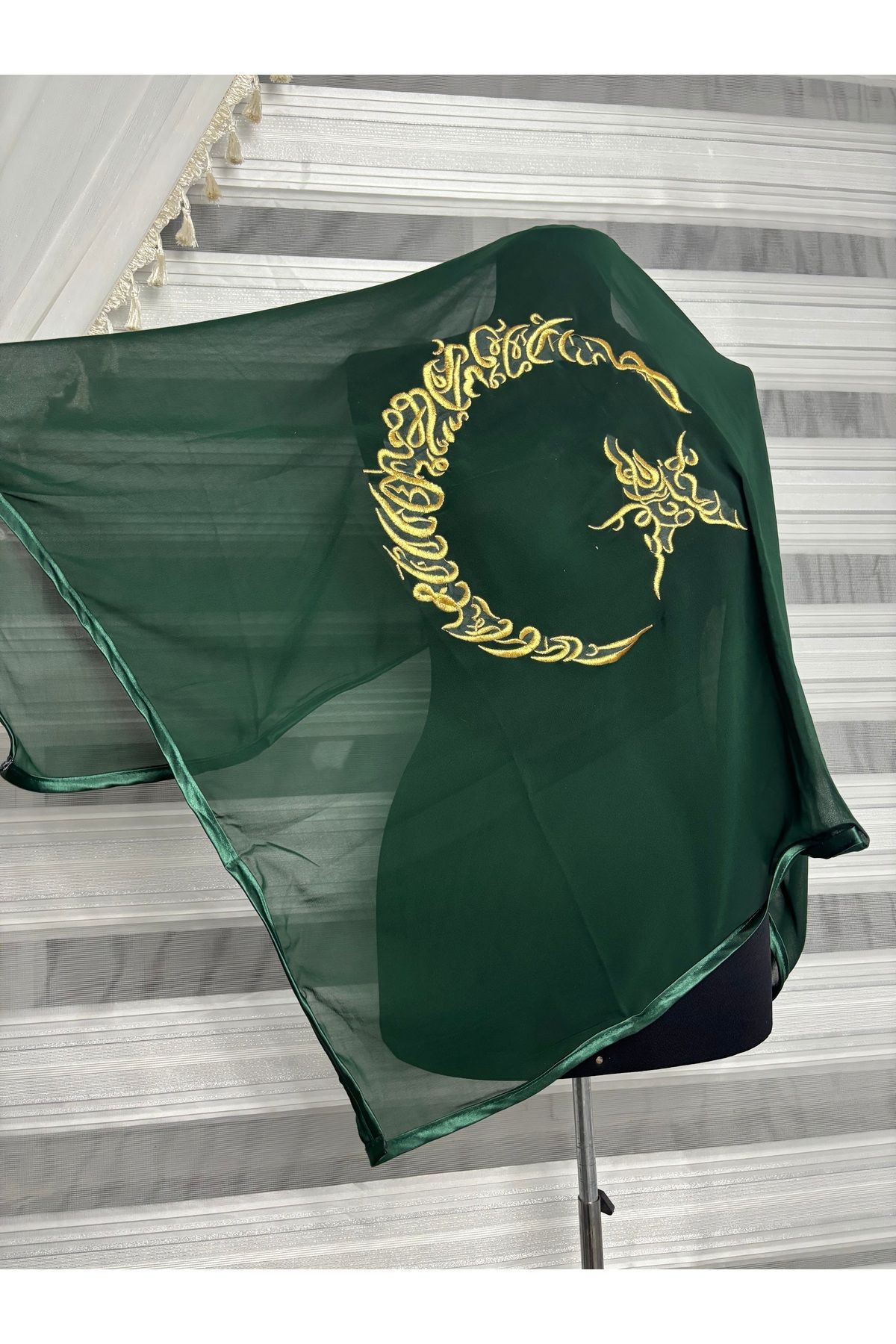 Muensu Ayyıldız Lüks Yeşil Asker, Damat Duvak Seti, Kına Örtüsü, Damat Örtüsü, Asker Uğurlama, Duvak, Eldiv
