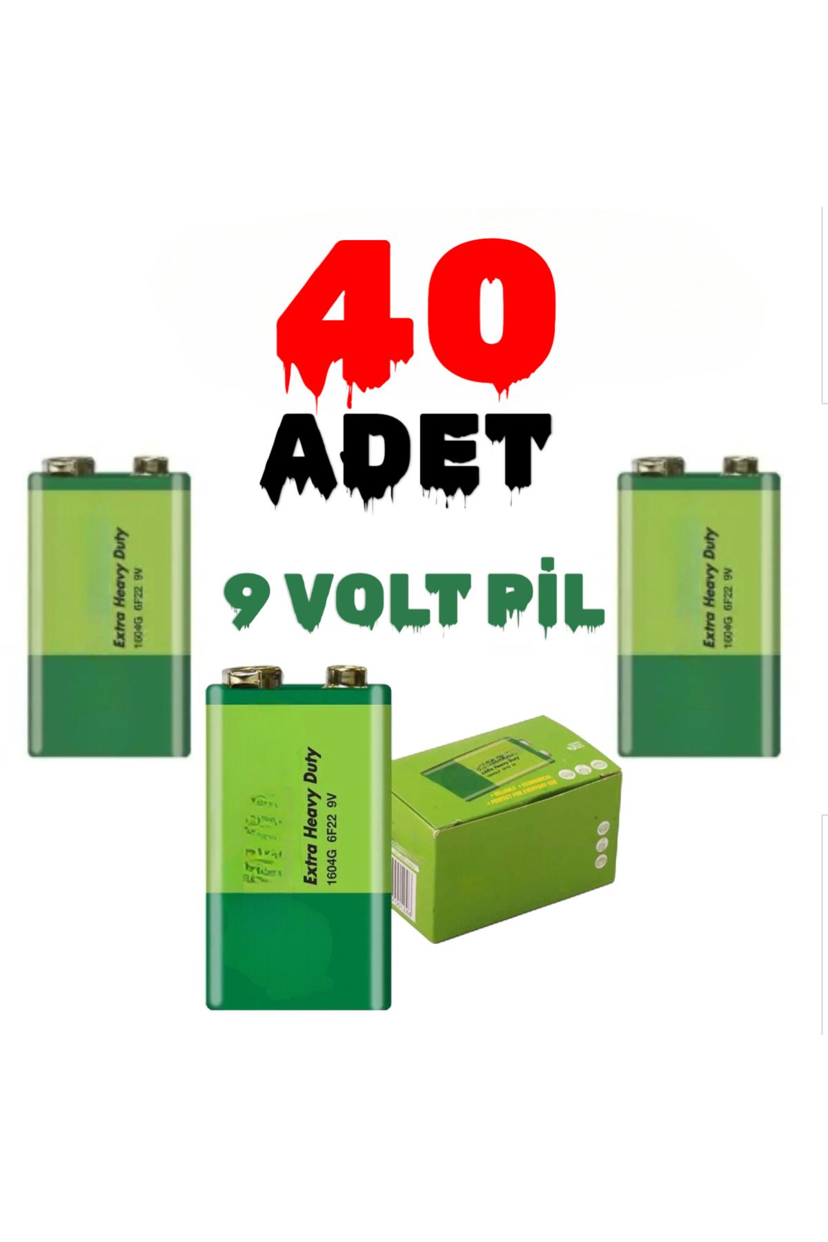 nelerbulurum 40 ADET 9 Volt Pil - 9V Oyuncak Araba Radyo Telsiz Duman dedektörü Drone El feneri Kumanda Pili