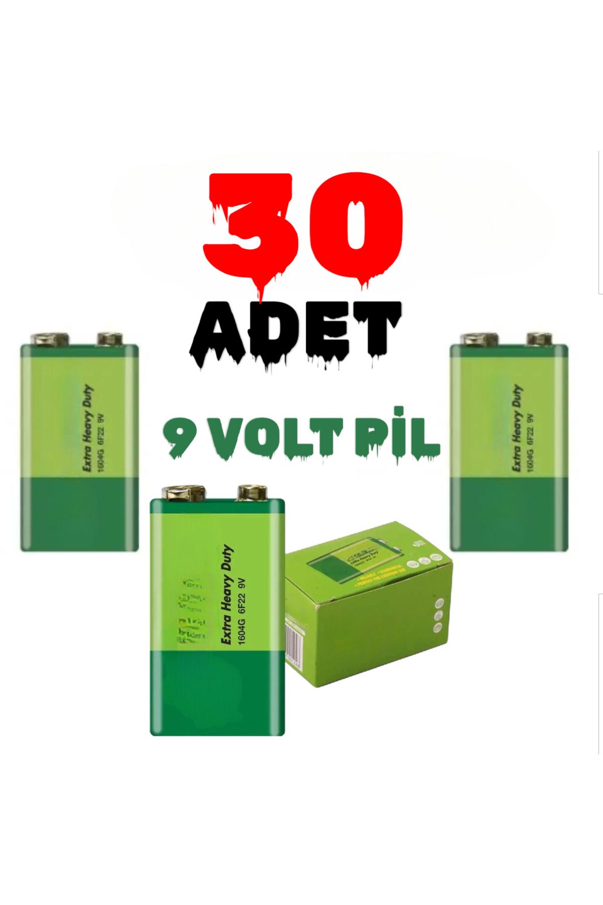 nelerbulurum 30 ADET 9 Volt Pil - 9V Oyuncak Araba Radyo Telsiz Duman dedektörü Drone El feneri Kumanda Pili