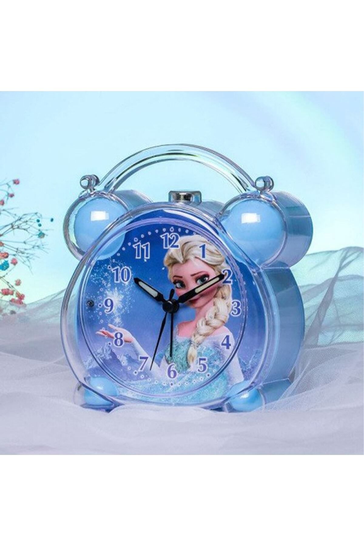 Elioure Mavi Renkli Dekoratif Masa Üstü Frozen Çalar Saat