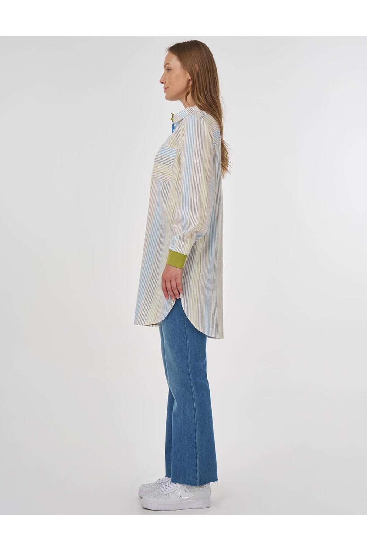 KYR-Fabric Garnished Viscose Tunic Ecru 3