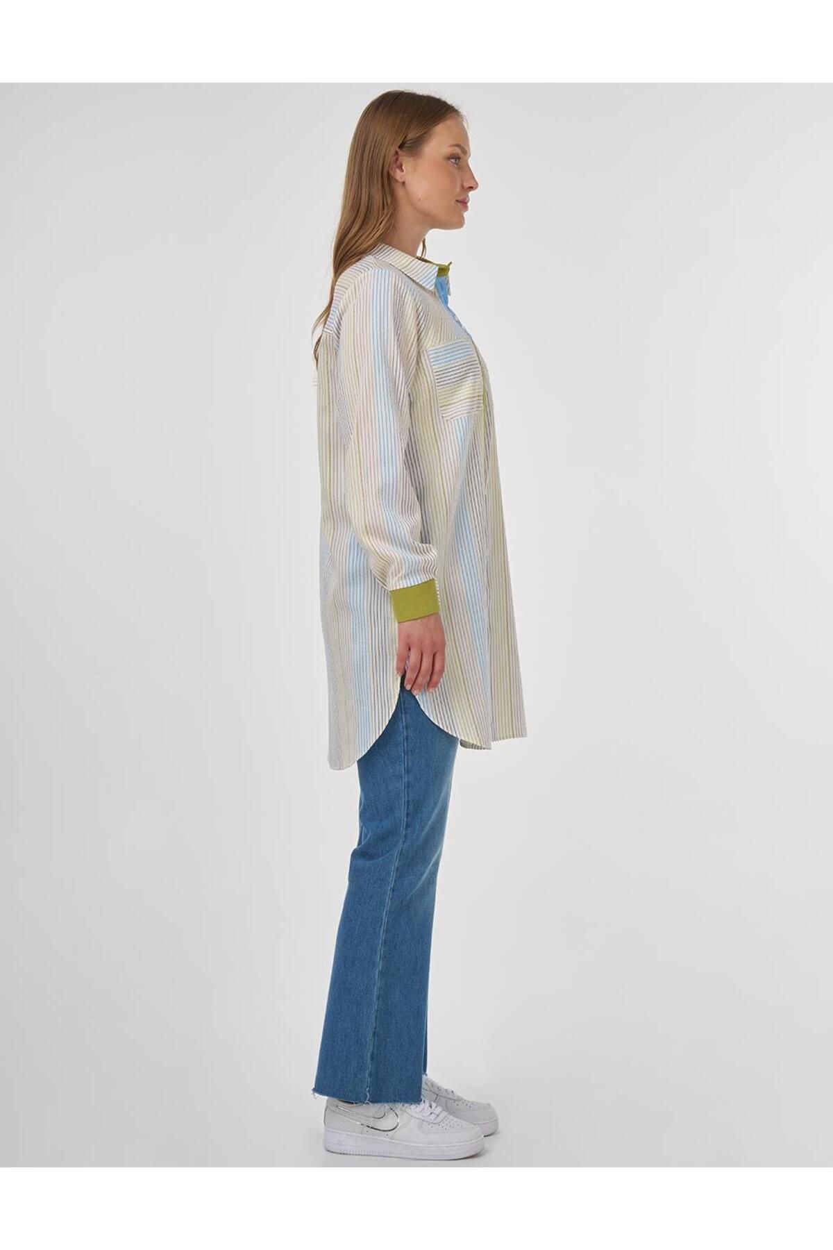 KYR-Fabric Garnished Viscose Tunic Ecru 5