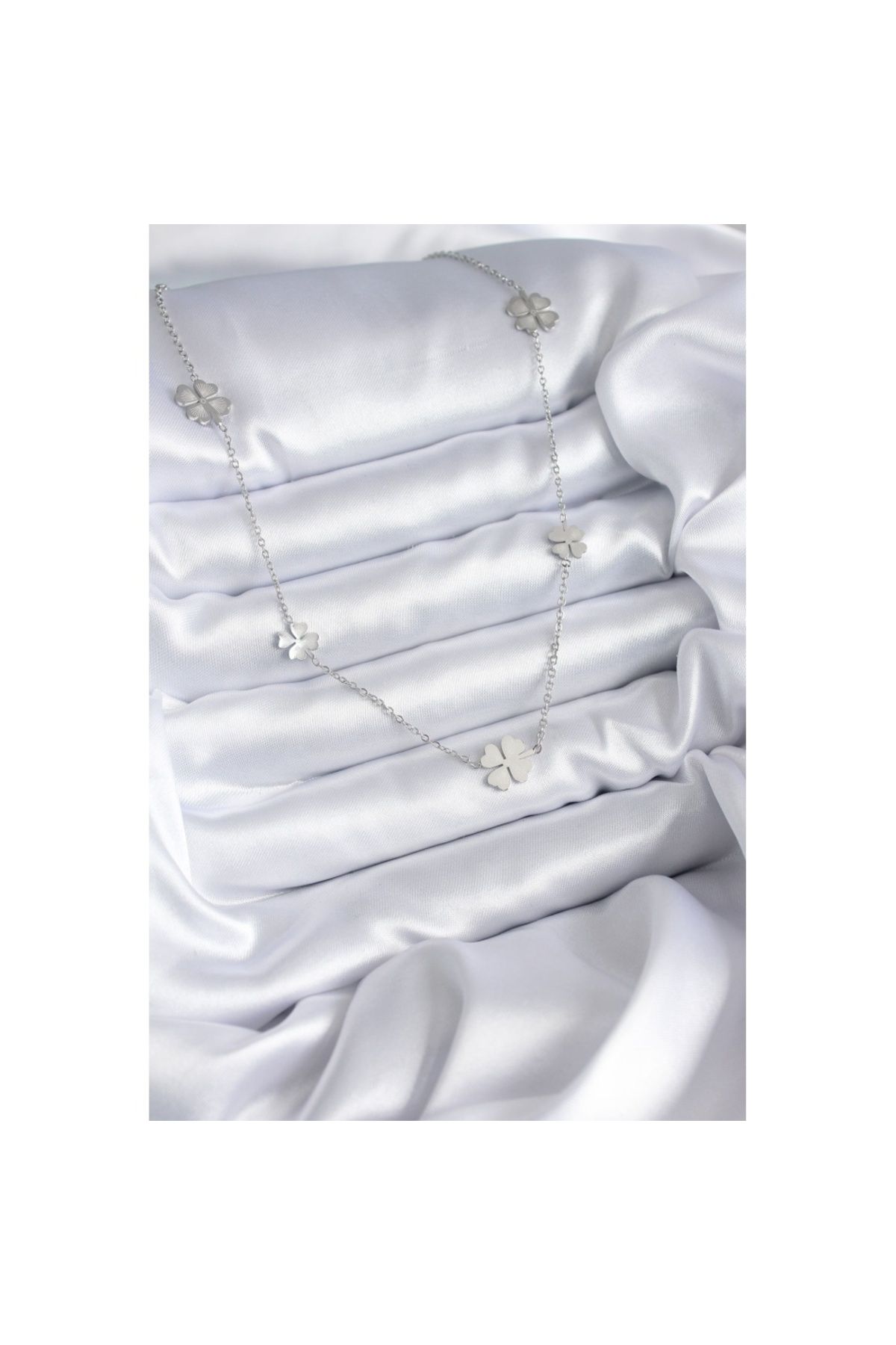 Skygo-316L Steel Chain Silver Color Clover Model Women's Necklace - TJ-BKO7870 2