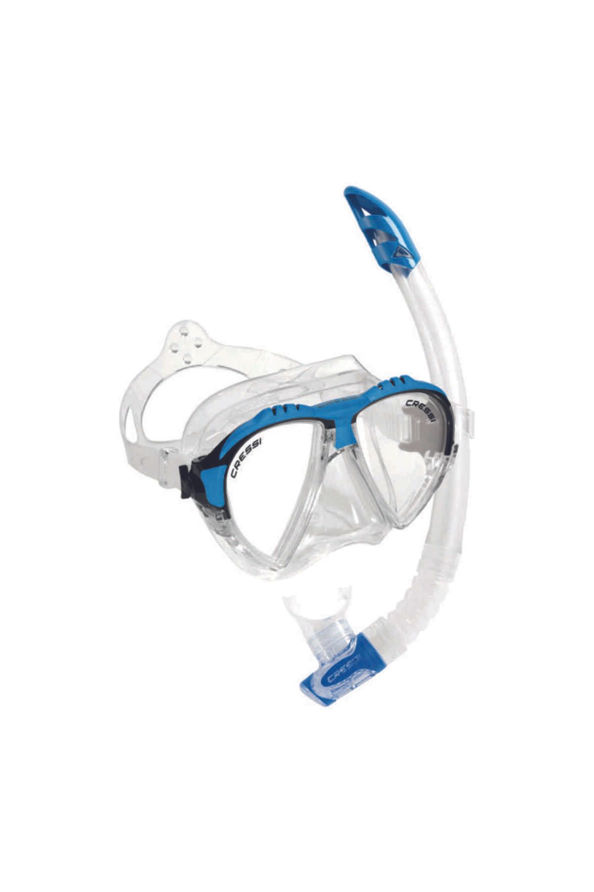 teknotrust Clear-blue Matrix Maske ve Gamma Şnorkel Seti, su altında keyifli keşifler için!