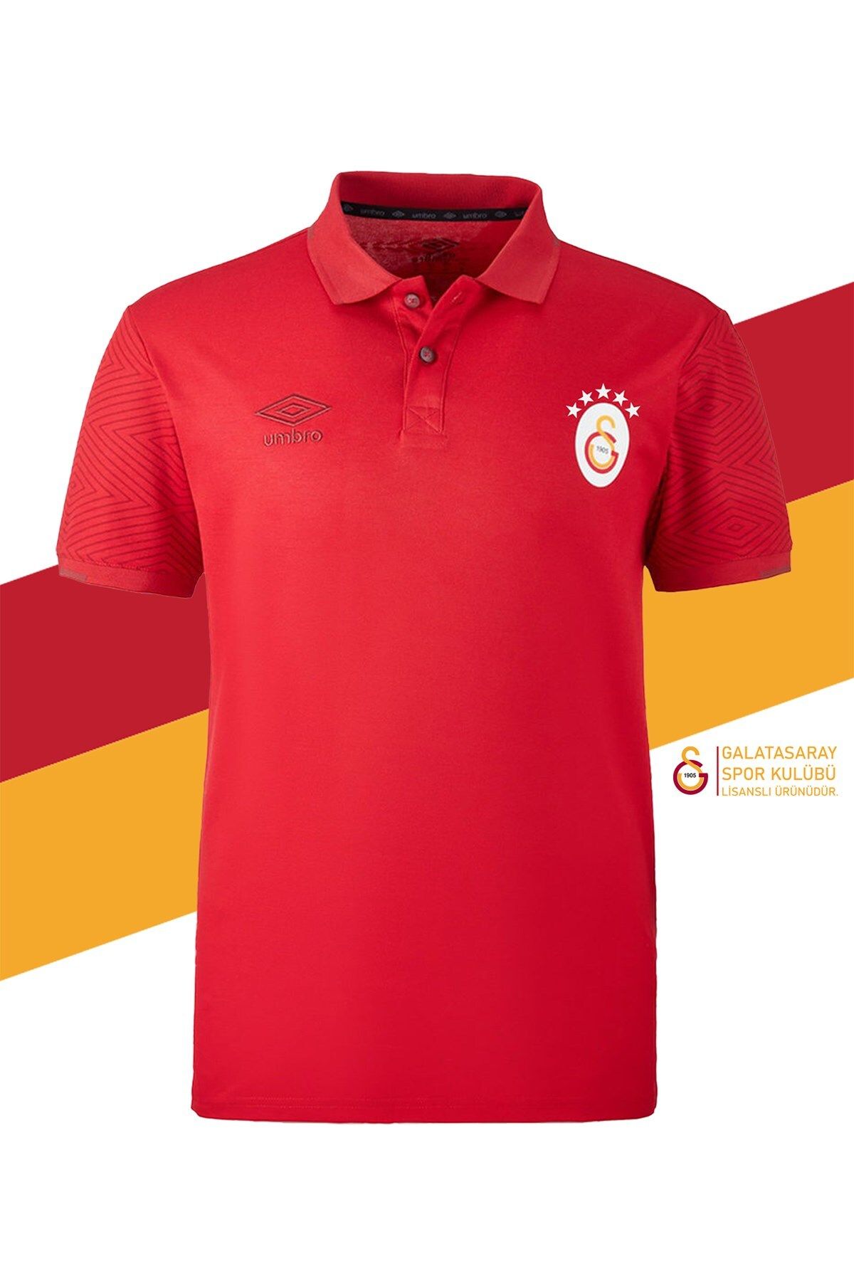 Galatasaray Orijinal Lisanslı 5 Yıldızlı Polo Yaka Kırmızı Erkek T-Shirt