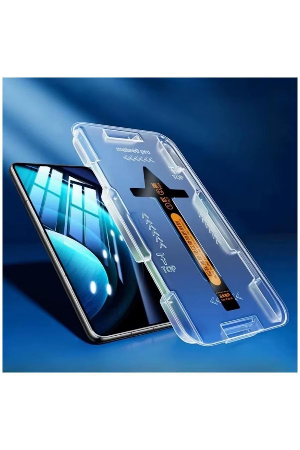 Pro Aksesuar Samsung Galaxy S21 Ultra Uyumlu Kavisli Hayalet Cam Ekran Koruyucu (Kolay Takma Aparatlı) Siyah