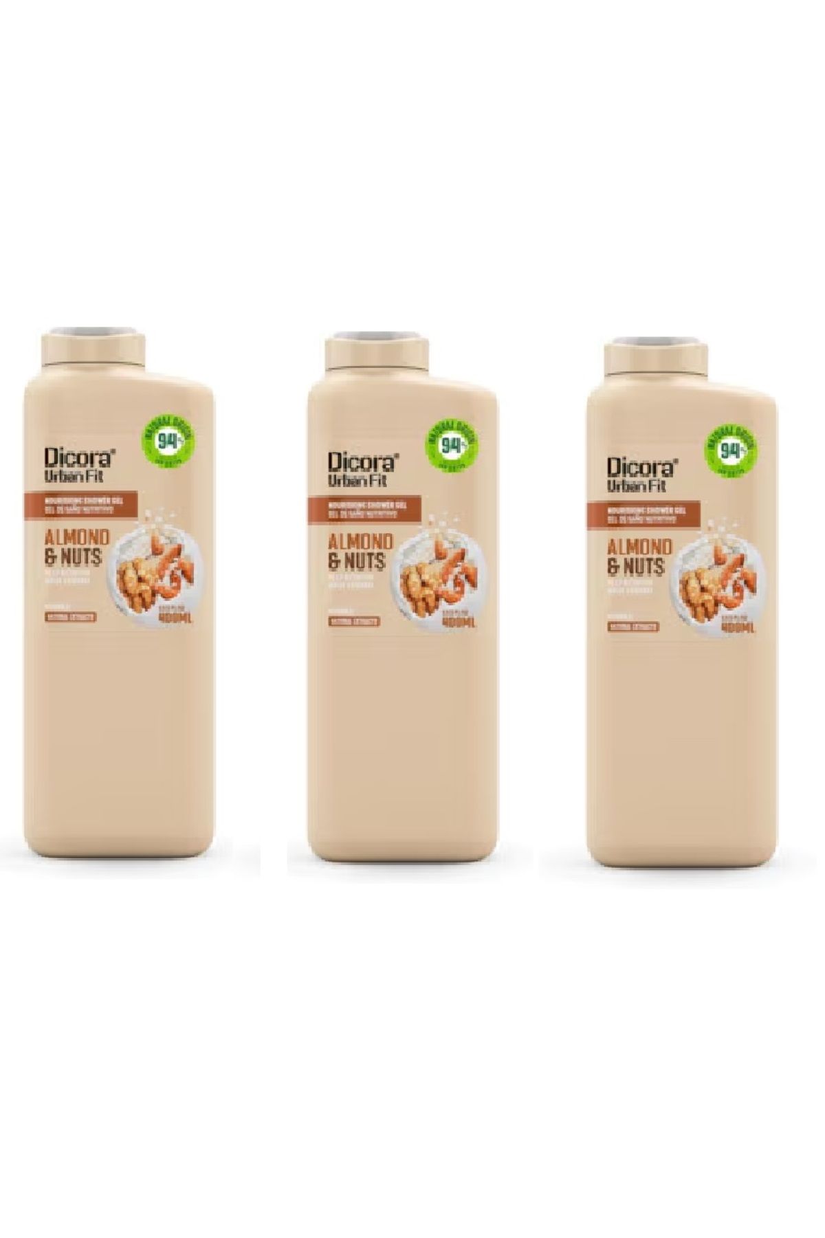 DICORA URBAN FIT Badem ve Fındık B Vitaminli Duş Jeli 400 ml x 3 Adet