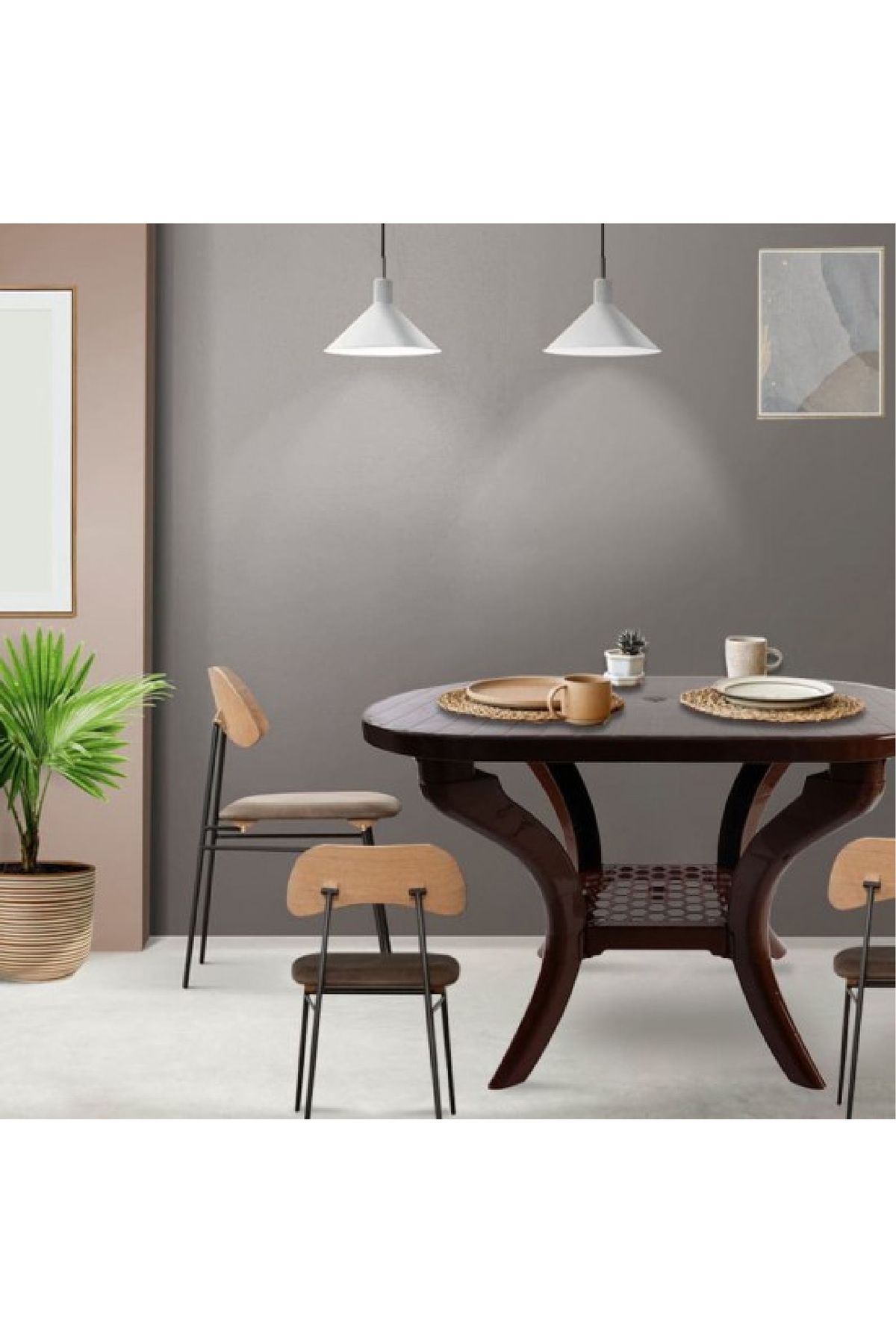 rexa-طاولة بلاستيكية بيضاوية منحنية - 114 × 80 × 72 سم، متينة وسهلة التركيب 4