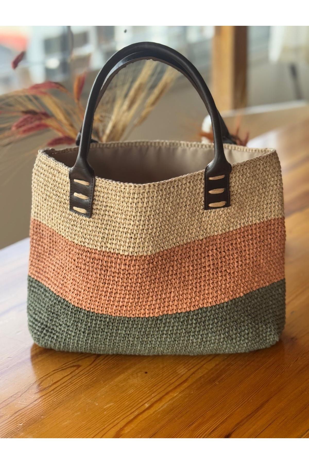 Renkat Handmade Hasır plaj çantası