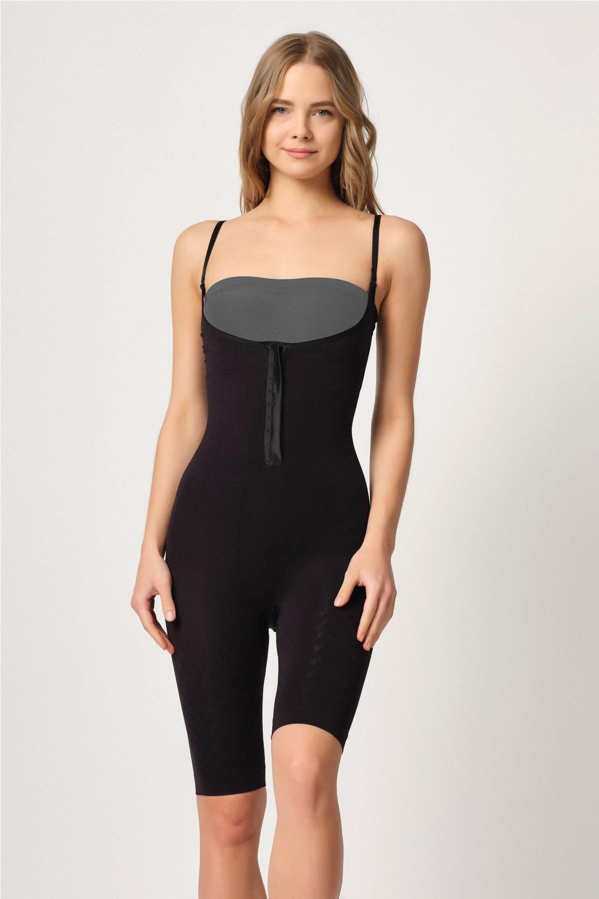 bazaar-turkey all you need SİYAH MI Emay 2093 Ön Agraflı Göğsü Açık Paçalı Boy Korse