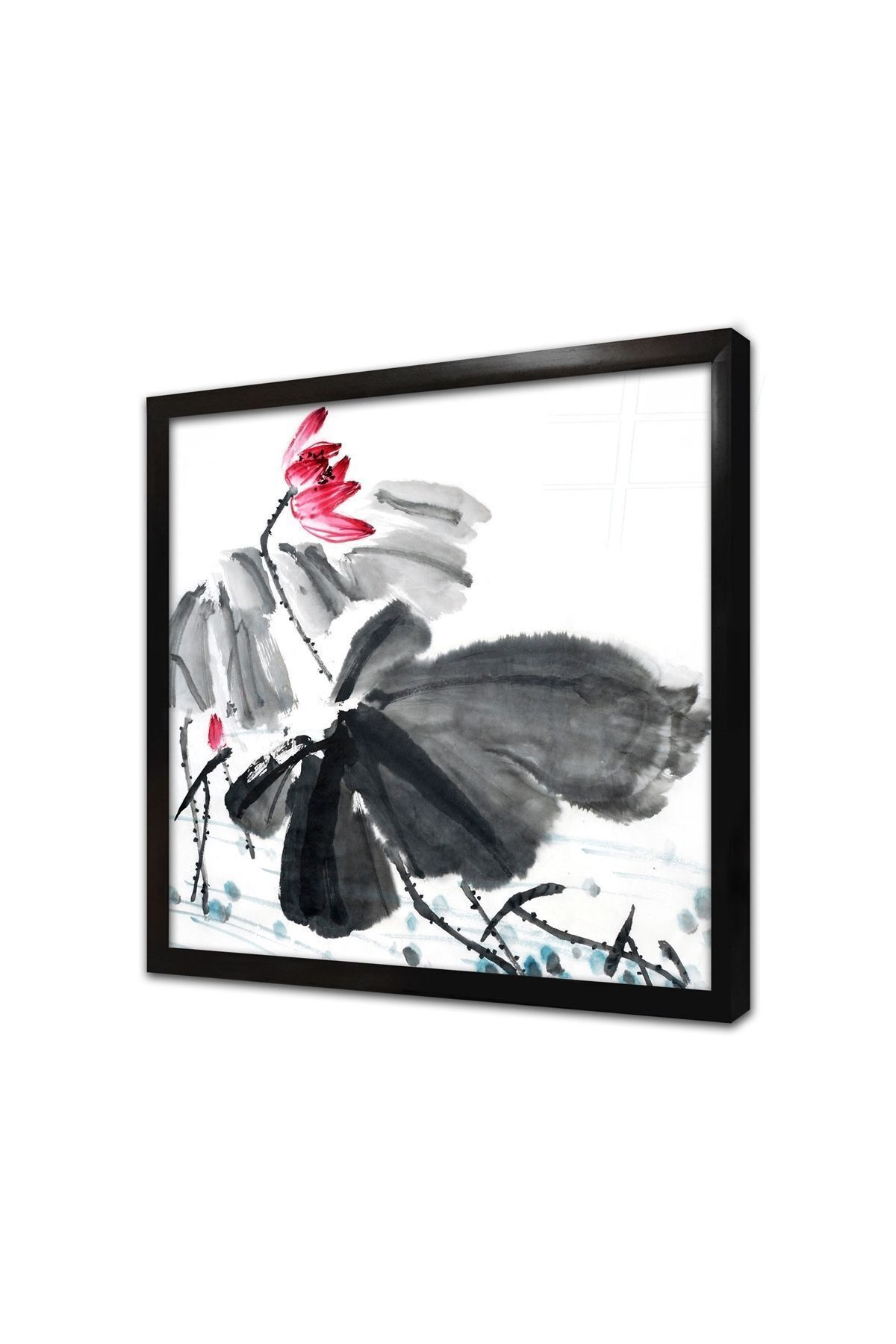 Elioure Çiçek ve serçe temalı şık cam tablo 30x40 cm, ev dekorasyonuna doğal güzellik katar