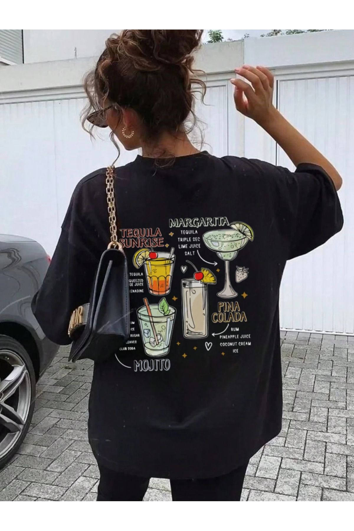 New Shine Unisex Oversize Margarita Sırt Baskılı T-shirt