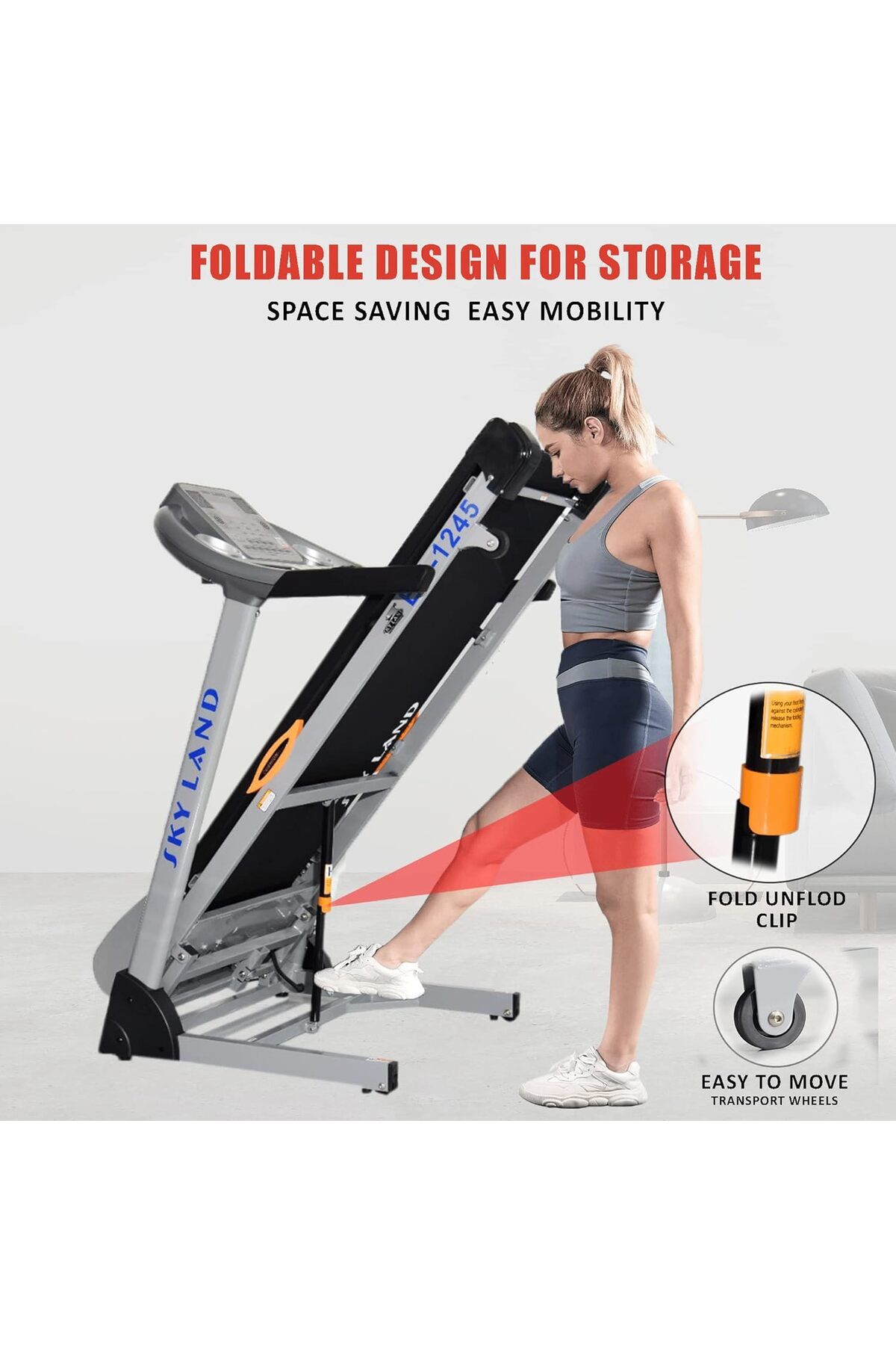 Skyland-Electric Treadmill with Folding Capability, Automatic Incline Feature, Bluetooth Speakers, Hi-Fi Sou 7