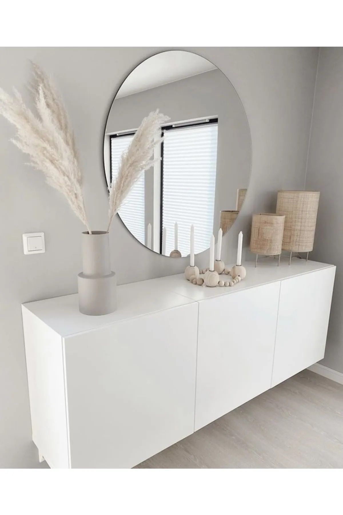 Elioure 60 Cm Yuvarlak Dekoratif Ayna, Konsol, Hol ve Dresuar İçin Şık ve Zarif Tasarım