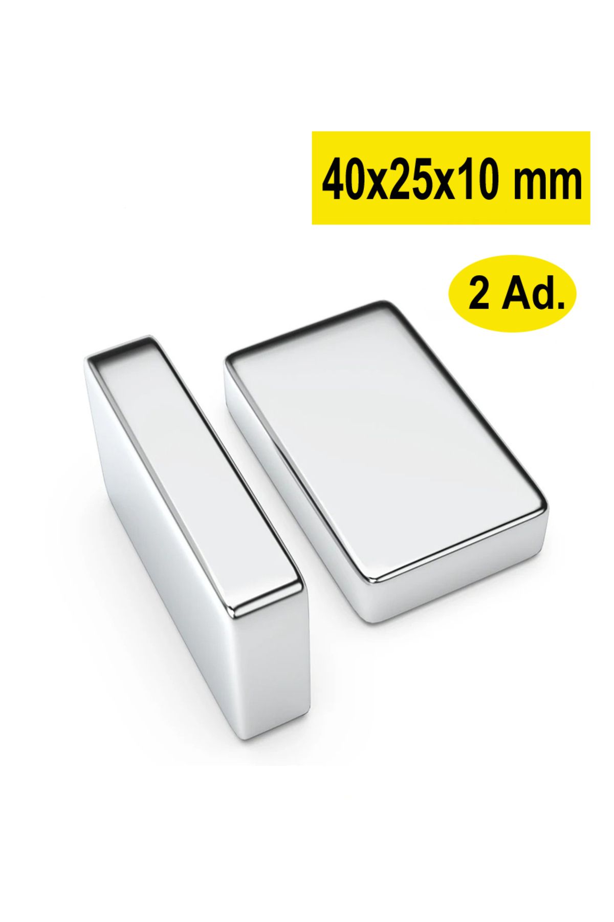 Elioure 2 Adet Köşeli Neodyum Mıknatıs 40x25x10 mm Süper Güçlü Set