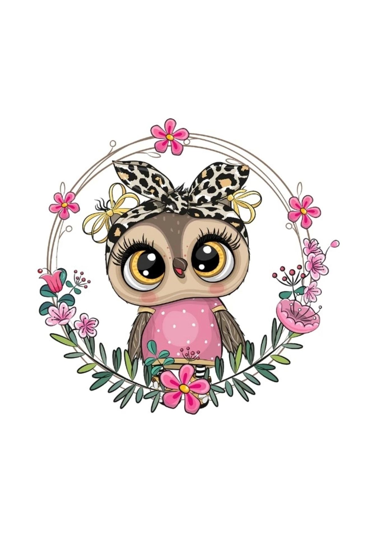 Reysa Tasarım Leopar Bandanalı Baykuş Duvar Stickerı