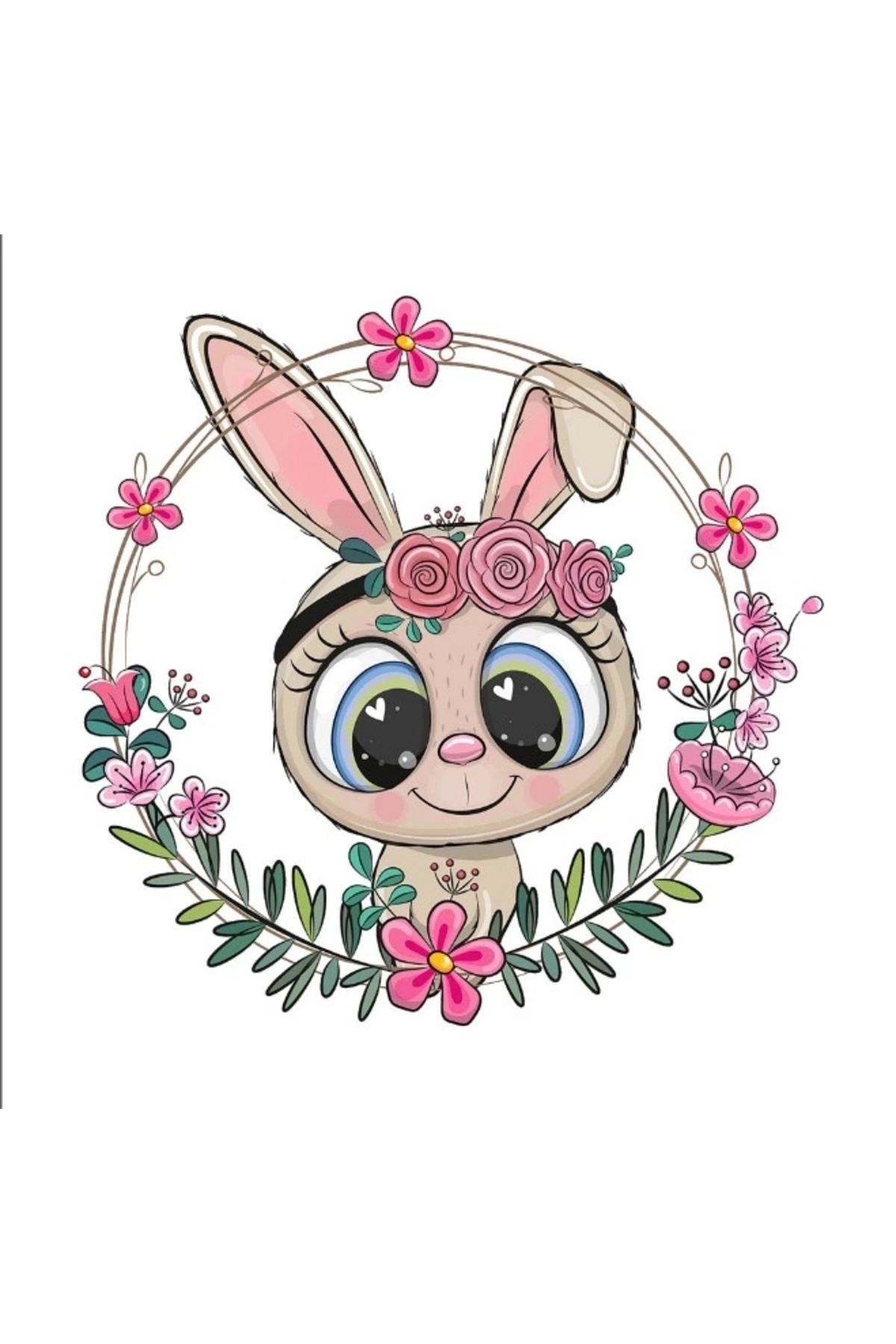 Reysa Tasarım Tavşan Çiçek Çerçeveli Duvar Stickerı