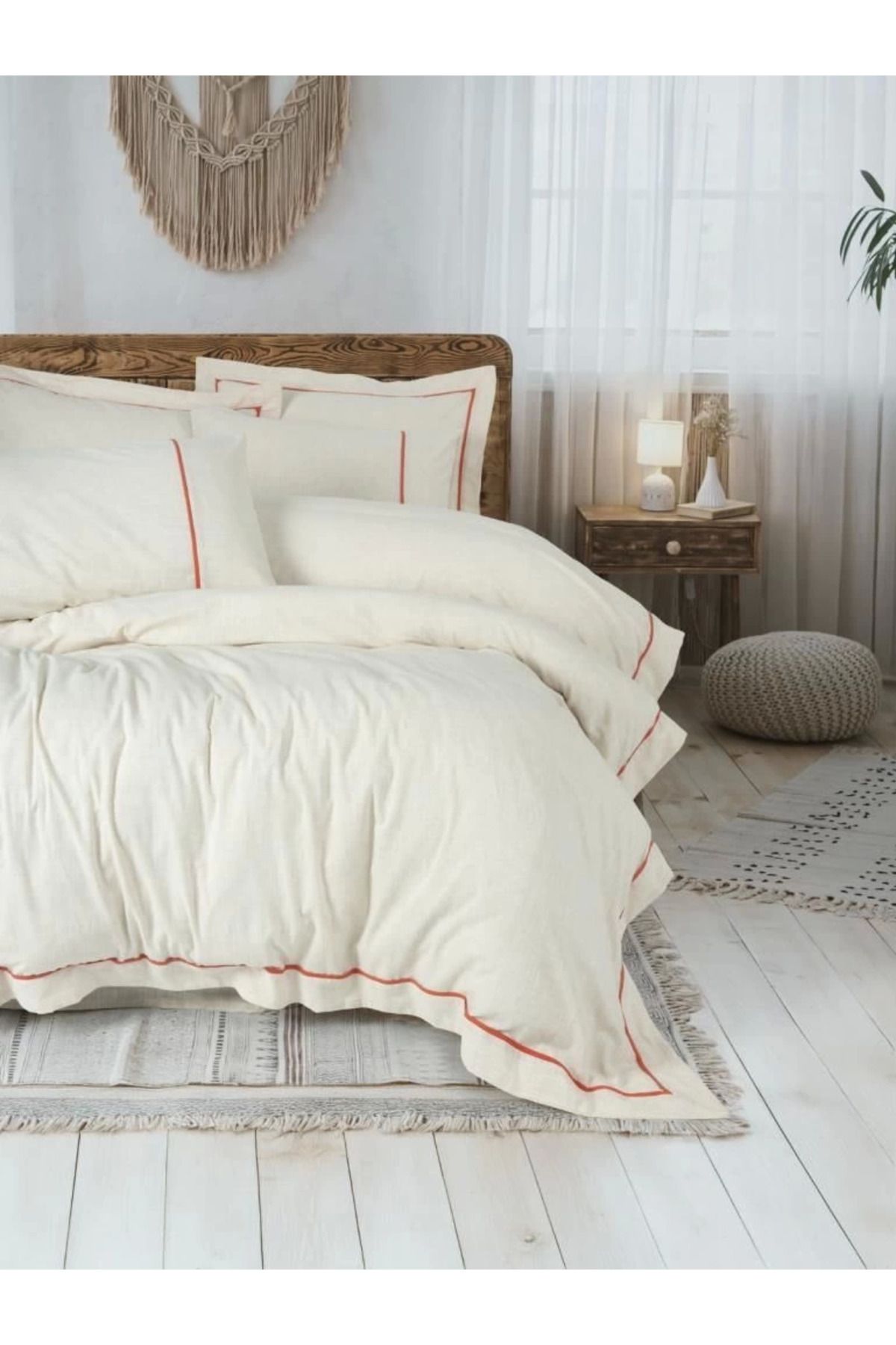 Vemora Cotton Box Çift Kişilik Nevresim Takımı Inborn Banded Turuncu