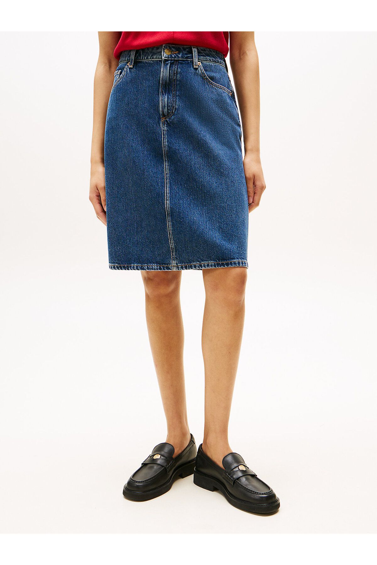 Tommy Hilfiger Mid Rise Denim Straight Skirt
