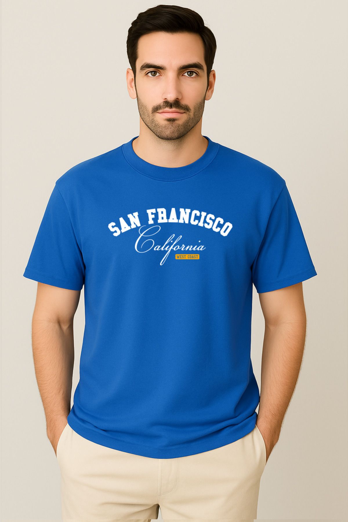PARSHEY Erkek - Kadın %100 Pamuk San Francisco Baskılı Yarım Kollu Bisiklet Yaka T-Shirt