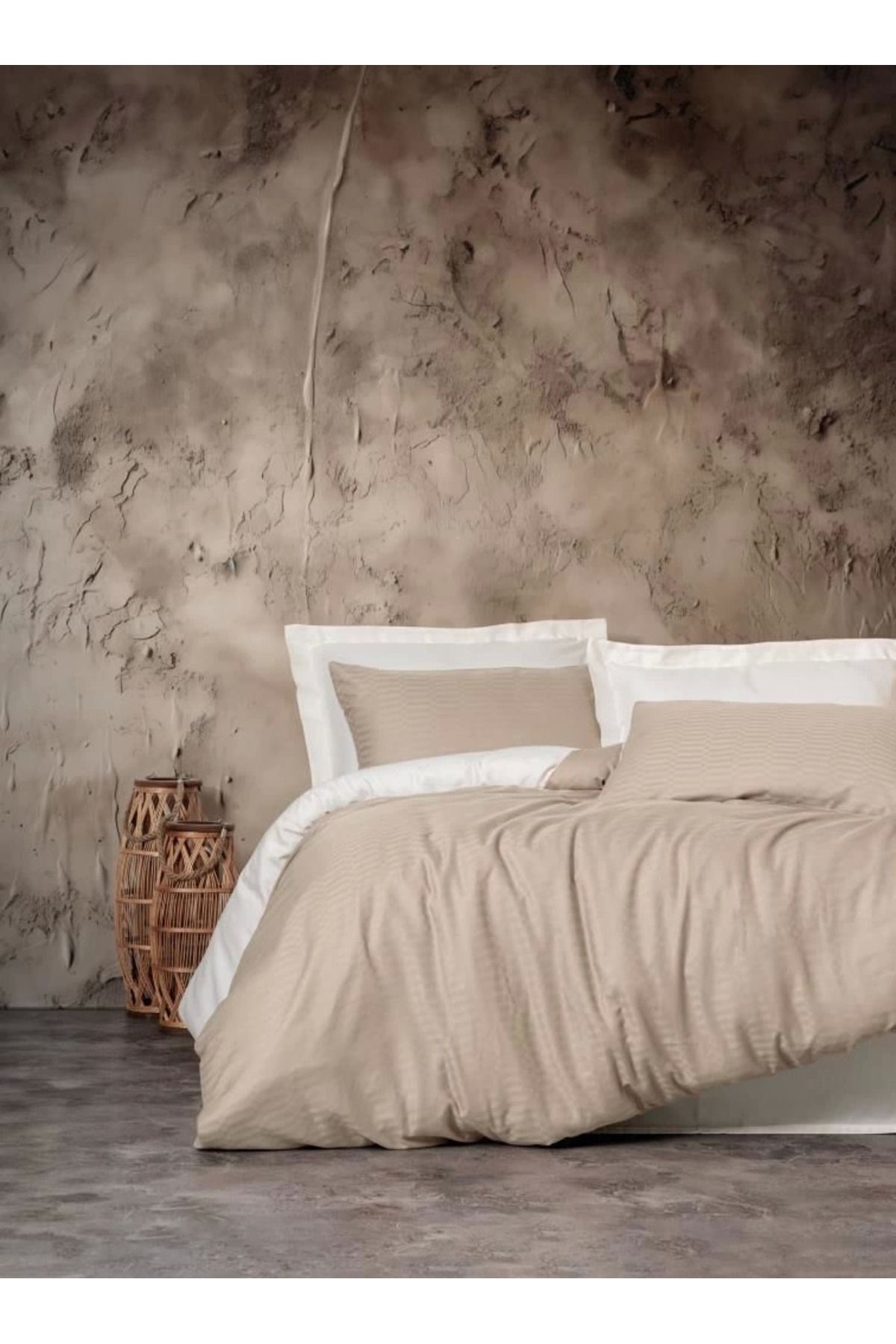 Vemora Cotton Box Çift Kişilik Smart Bambu Saten Nevresim Takımı Bej