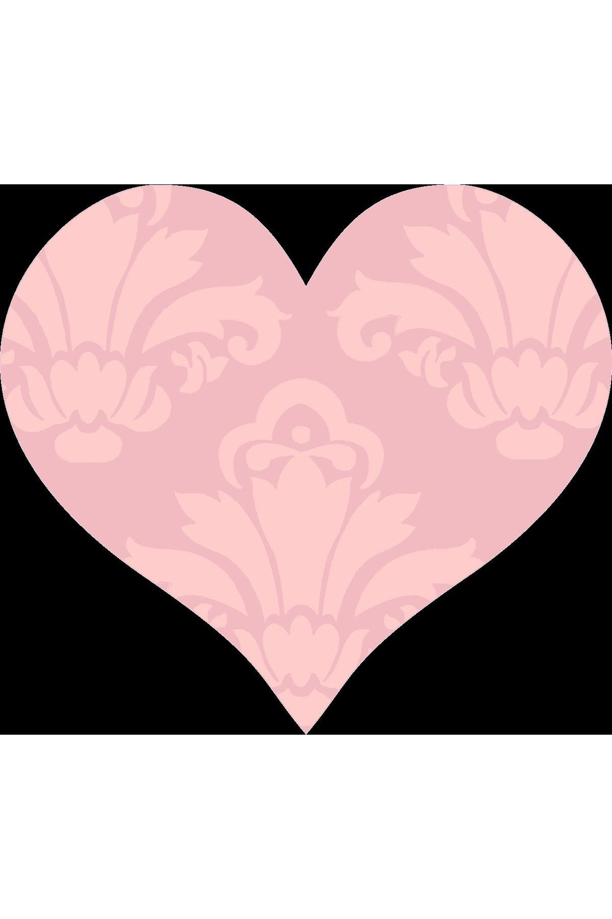 Reysa Tasarım Açık Pembe Damask Desenli Kalp Duvar Stickerı