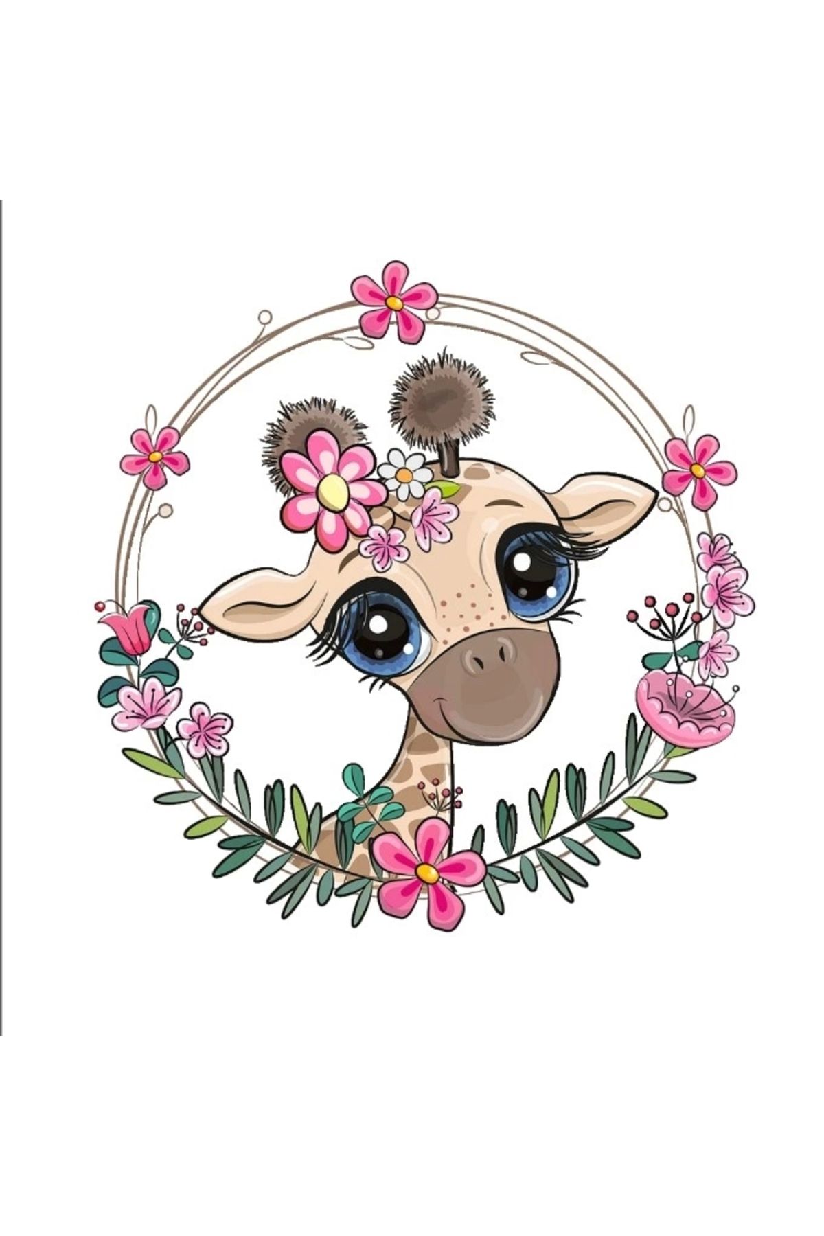 Reysa Tasarım Zürafa Çiçek Çerçeveli Duvar Stickerı