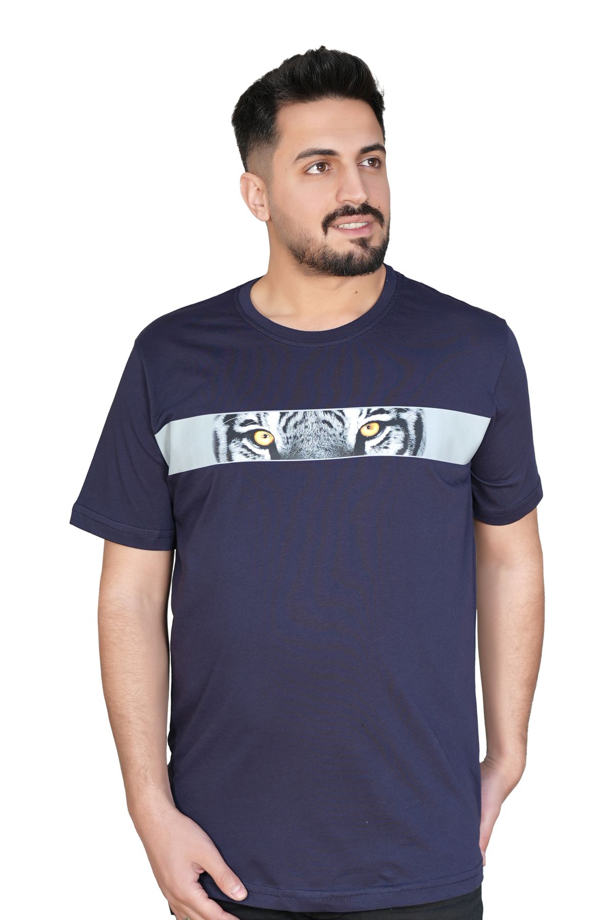 MODA Kaplan Gözü Baskılı Modern Lacivert T-Shirt