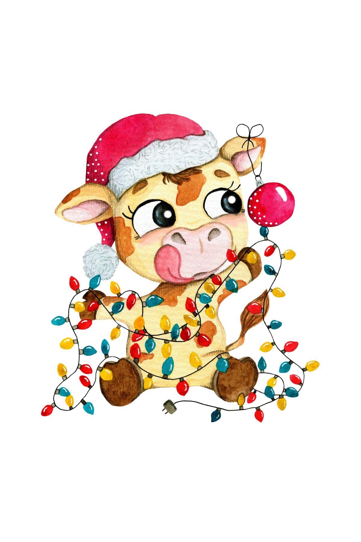 Reysa Tasarım Noel Işıklı İnek Duvar Stickerı