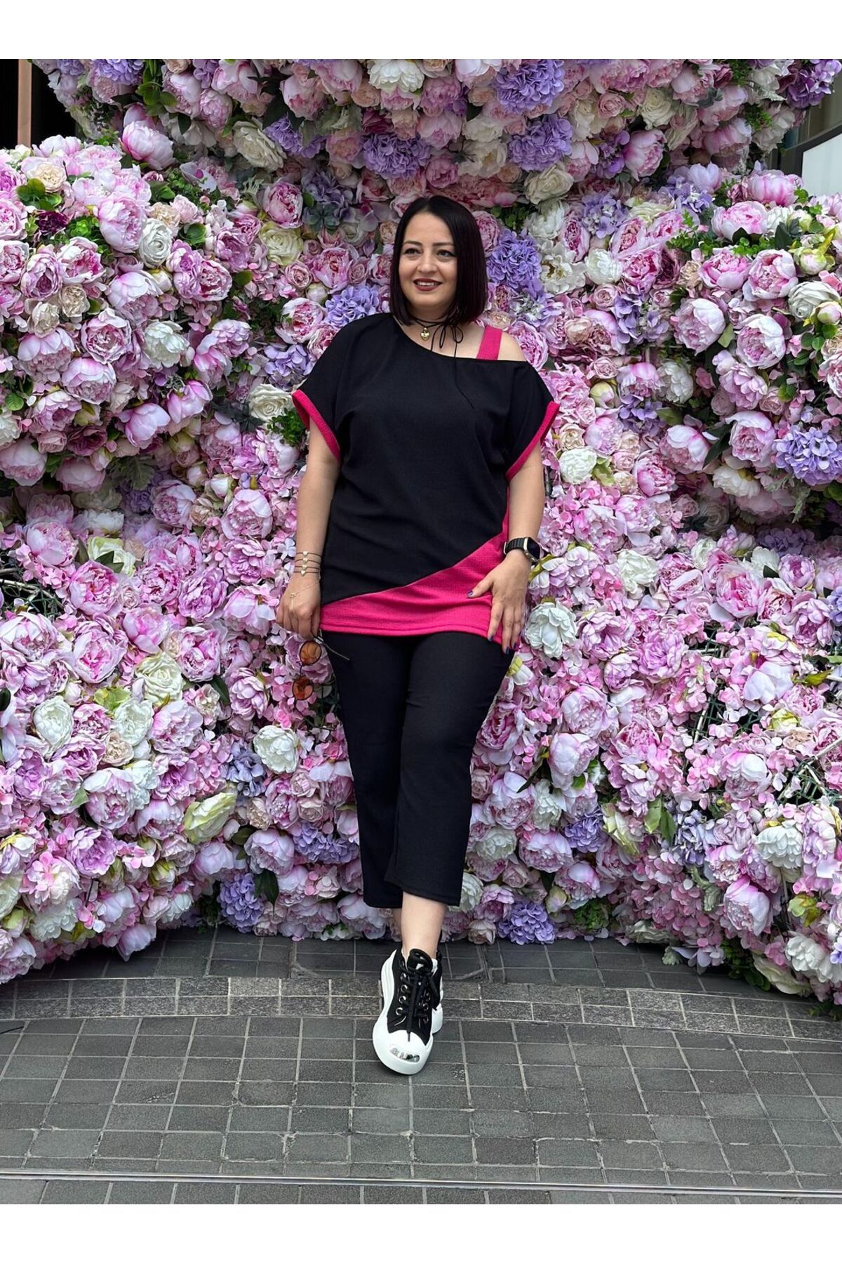Vio Moda Büyük Beden Tek Omuz Askılı Takım