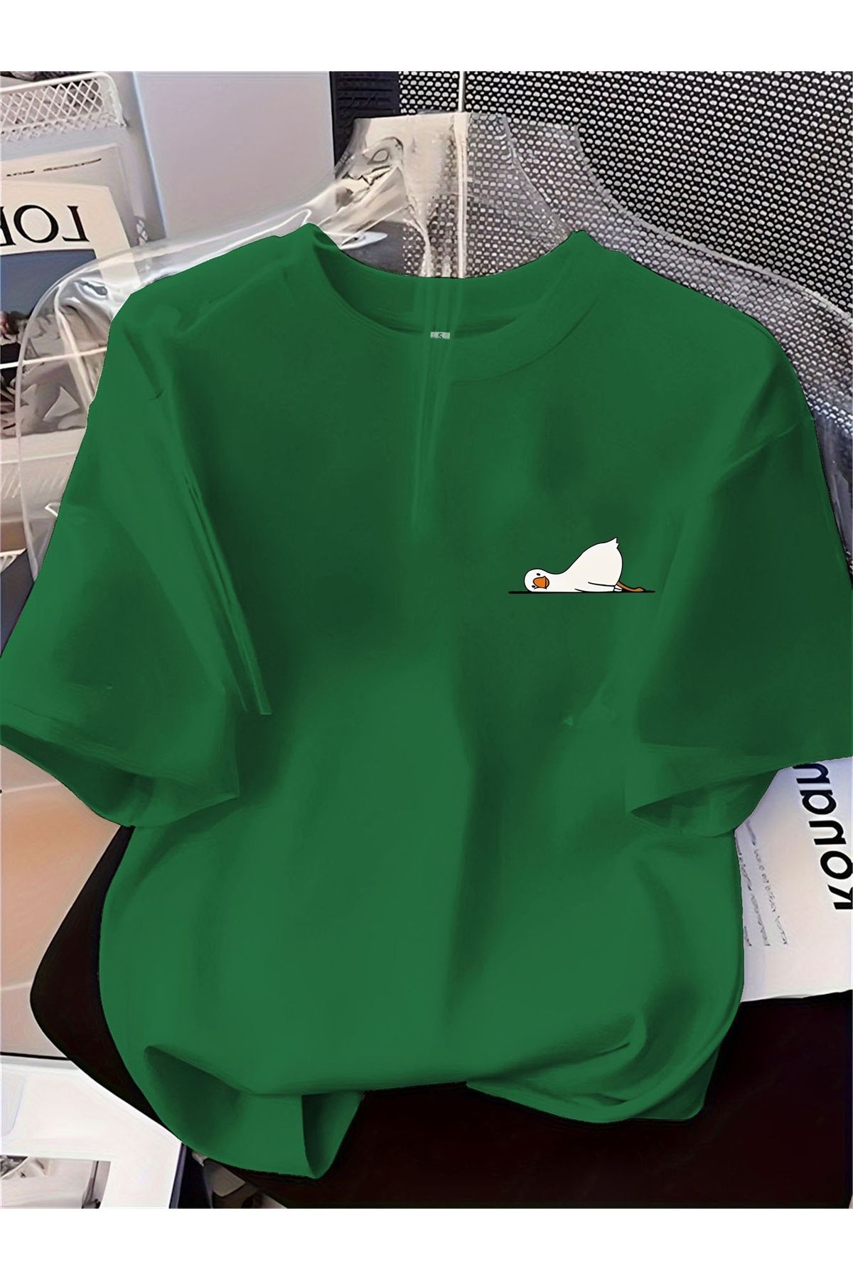 Jakinta Outdoors Baskılı Oversize Bisiklet Yaka Tişört – Pamuk Penye 2 İplik | Unisex & Günlük Rahat