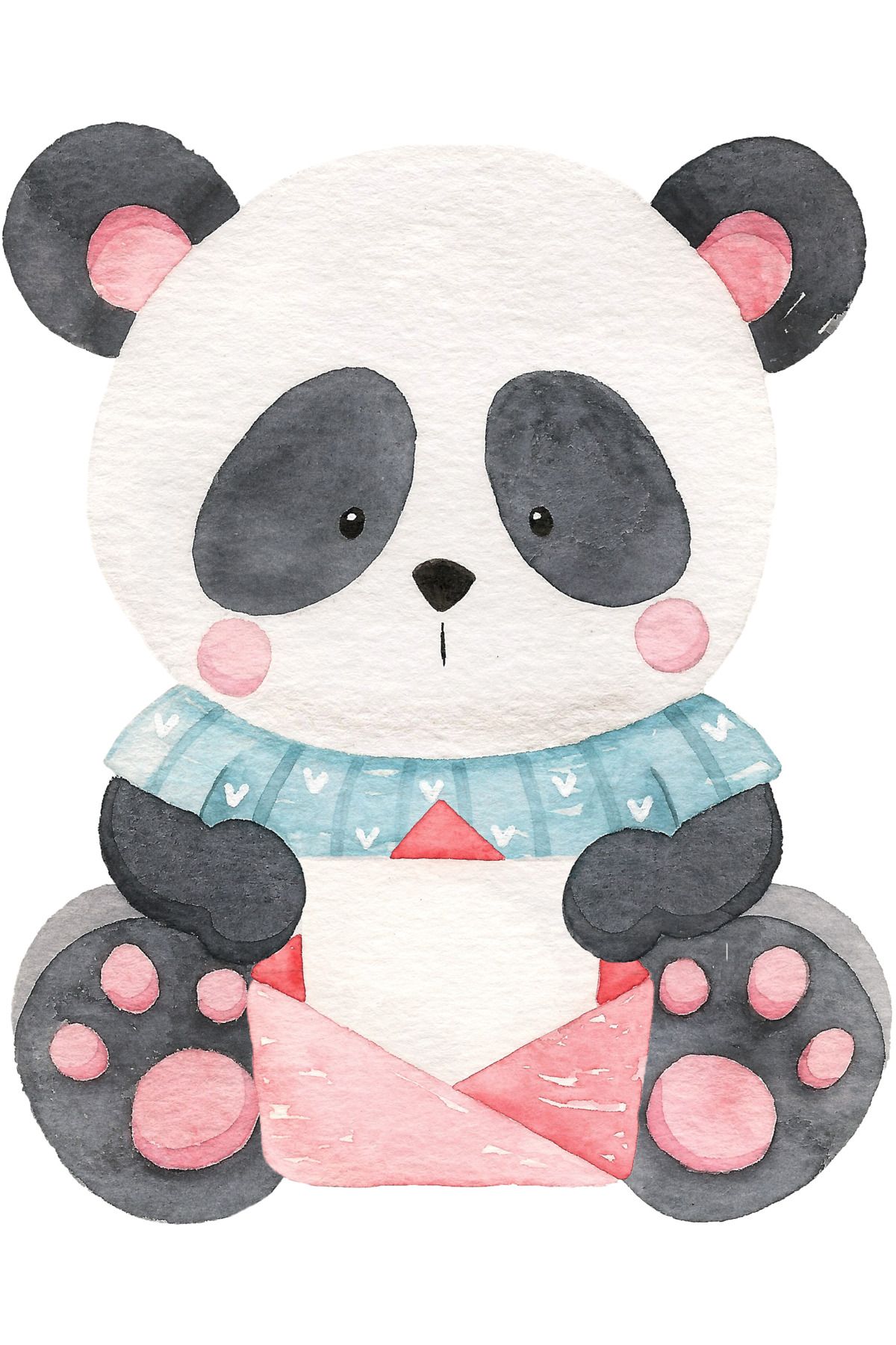 Reysa Tasarım Mavi Kazaklı Panda ve Zarf Duvar Stickerı
