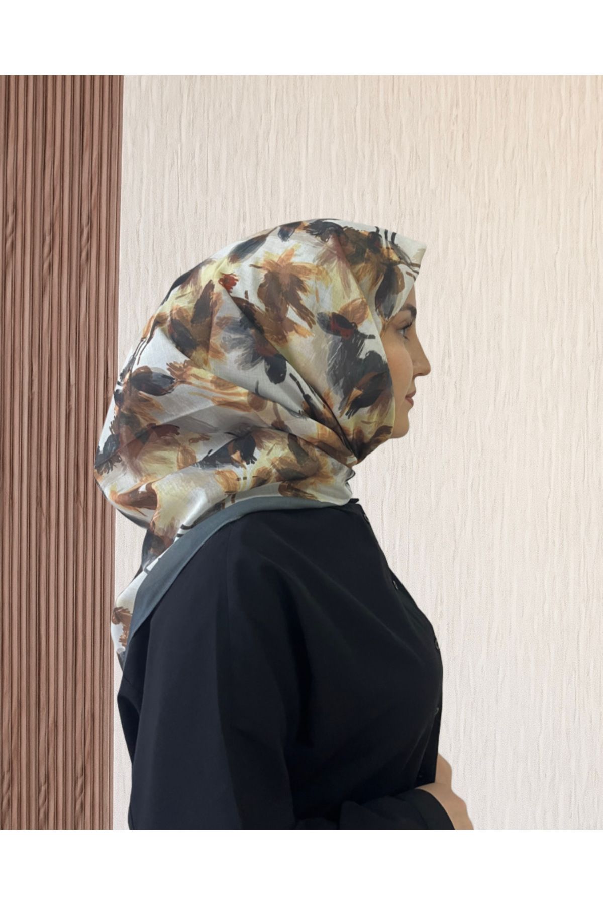 SarQa Scarft Yaprak Desenli Eşarp