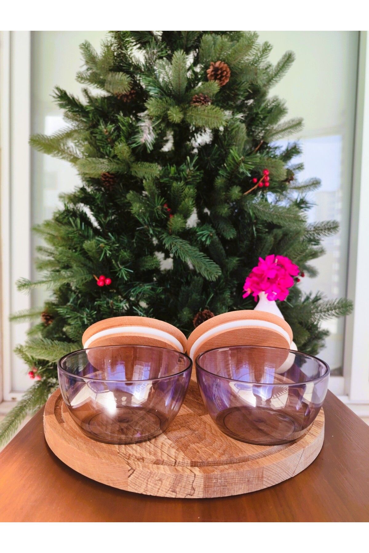 Madame Coco-Joelle 460ml Wooden Storage Container with Lid Set of 2 6